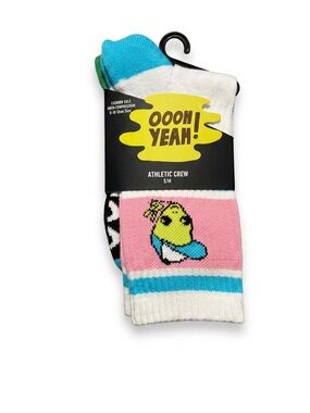 Athletic Crew Socks - Pink, White & Blue